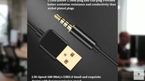 AGPTEK 3.5mm Jack Charge Cable, Male to USB 2.0 Data Sync & Charger Cable for MP