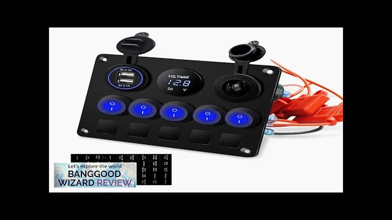12V-24V Universal Switch Panel with USB & Voltmeter 5 Gang Rocker ...