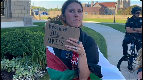 I Confront a Communist holding up a “death to all Nazis” sign at a Charlie Kirk vigil