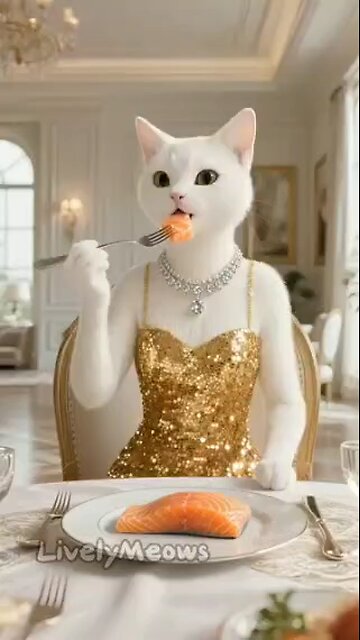 Pussycat poor maid cat stolen food for her baby cats