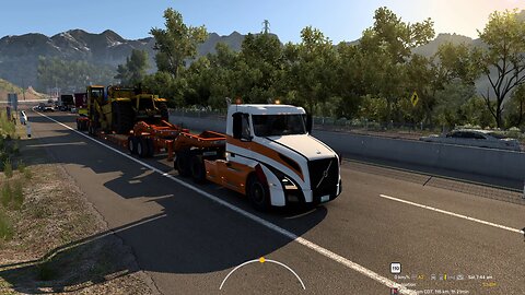 ATS, Downhill 7% grade, Volvo VNL, 60 t, engine Jake braking, automated manual transmission