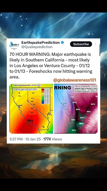 Earthquake prediction gives 70 hour warning of earthquake hitting Los Angeles