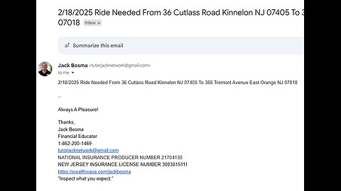 2/18/2025 Ride 36 Cutlass Road Kinnelon NJ 07405 To 385 Tremont Ave East Orange NJ 07018 And Return