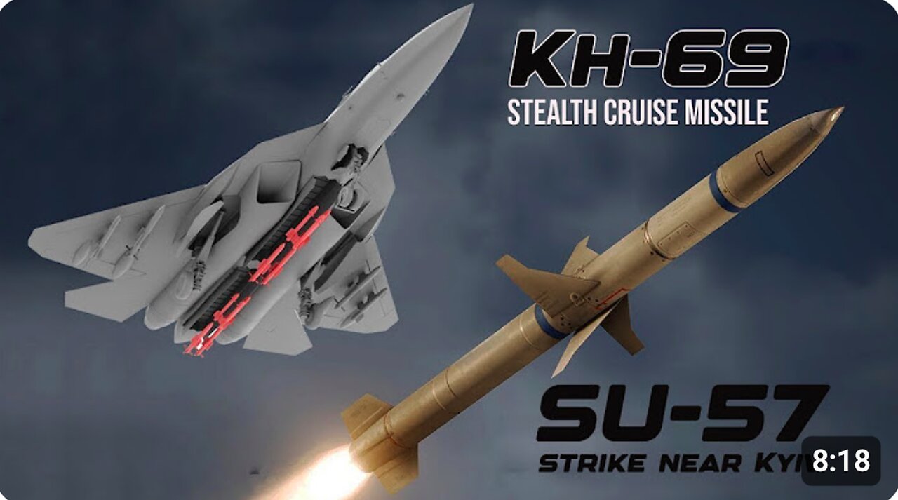 Russian Su-57 fighter jet fires stealth cruise missile Kh-69 to attack Ukraine