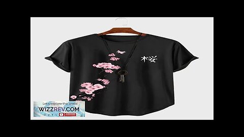 ChArmkpR Mens T-shirts Japanese Cherry Blossoms Print Crew Neck Curved Hem Short Review