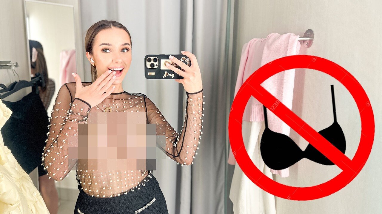 [4K] TRY ON HAUL BLACK SHINE BLOUSES WITH Alisa | GET READY WITH ME | NO BRA CHALLENGE SEETHROUGH