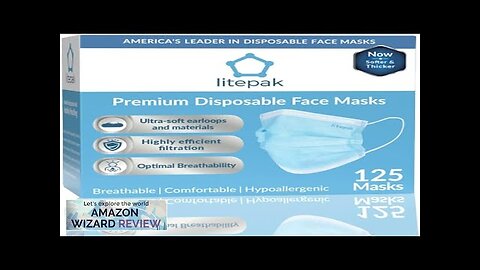 Litepak 125-Pack Disposable Face Mask Premium Comfort Earloops with Dispenser Box Review