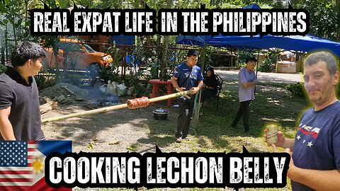 Cooking Lechon Belly Over Hot Coals 🇵🇭 | Real Expat Life Weekend Family Gathering in the Philippines