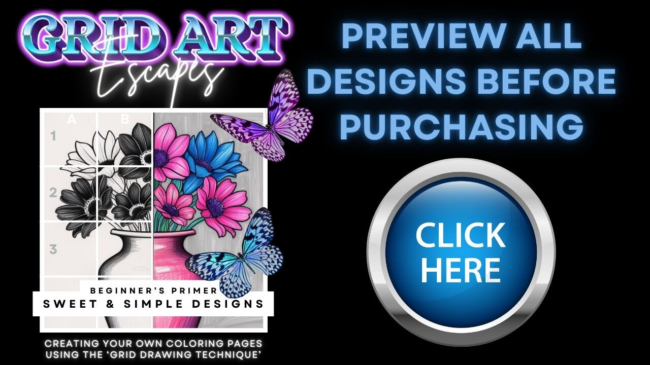 🎨 GRID ART ESCAPES - Beginners Primer ✨ PREVIEW ALL DESIGNS BEFORE PURCHASING