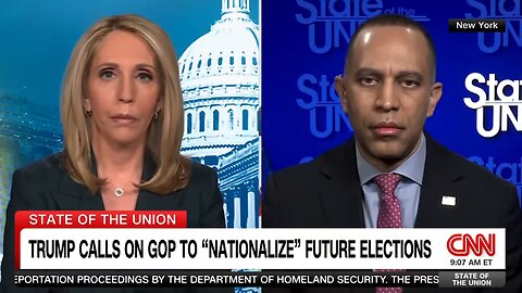 Dana Bash CORNERS Hakeem Jeffries With Poll Showing Democrats Support Voter ID