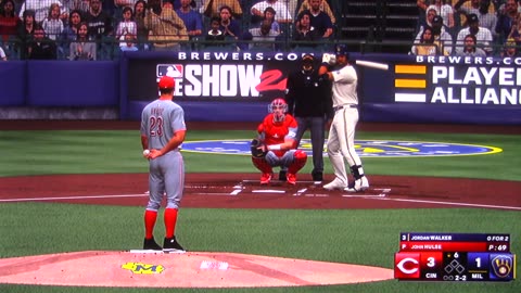 MLB The Show: Cincinnati Reds vs Milwaukee Brewers (S7 G150 Strikes Out Side in 6th)