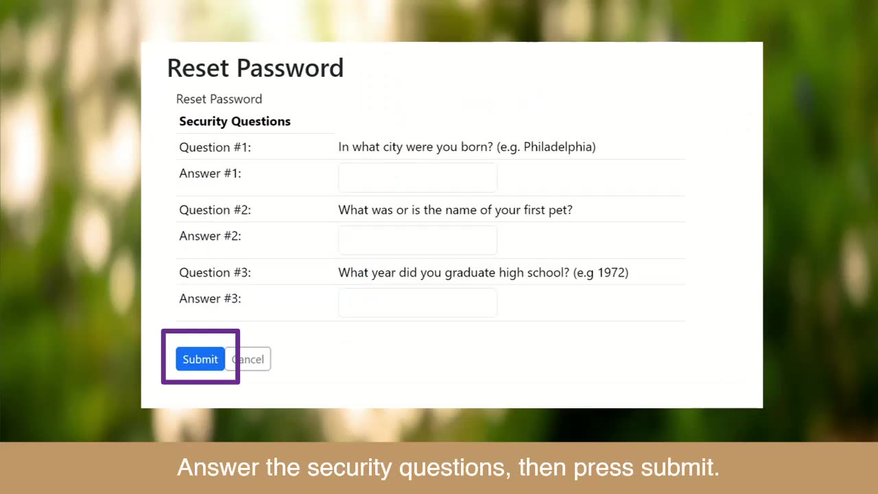 Prosperity system reset password GFG