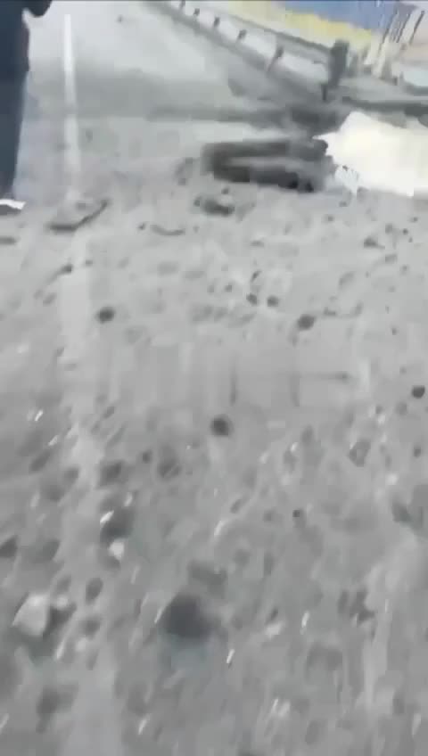 Damaged bridge near the village of Mayaki in the Odesa region after a Russian missile strike.
