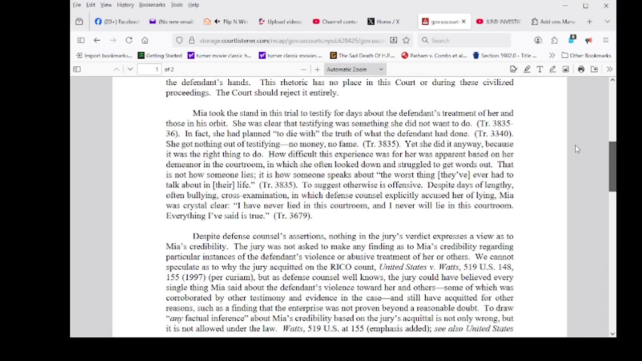 WILL MIA BE ABLE TO ADDRESS THE COURT IN THE DIDDY T