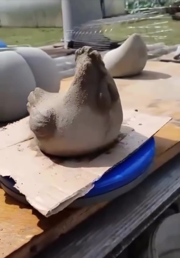 cement chickens?