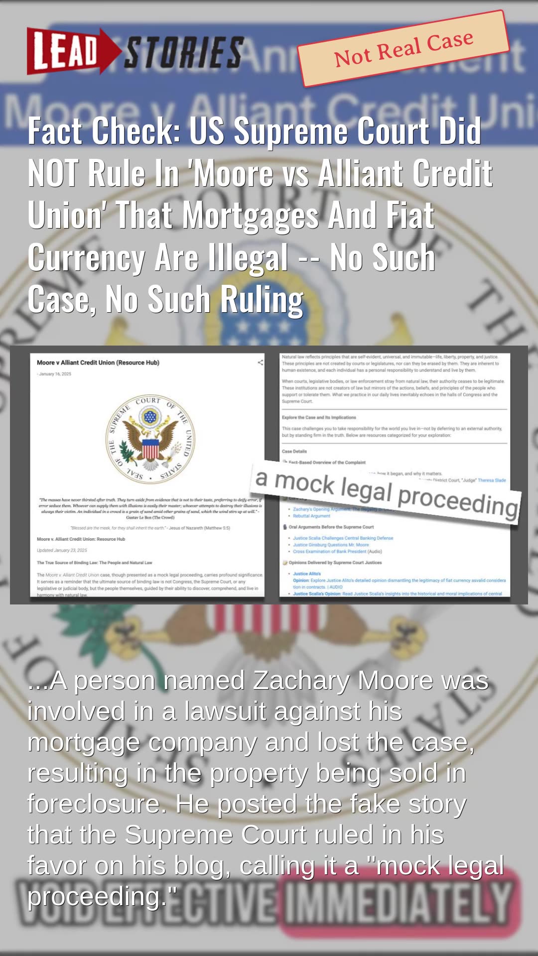 Fact Check: US Supreme Court Did NOT Rule In 'Moore vs Alliant Credit ...