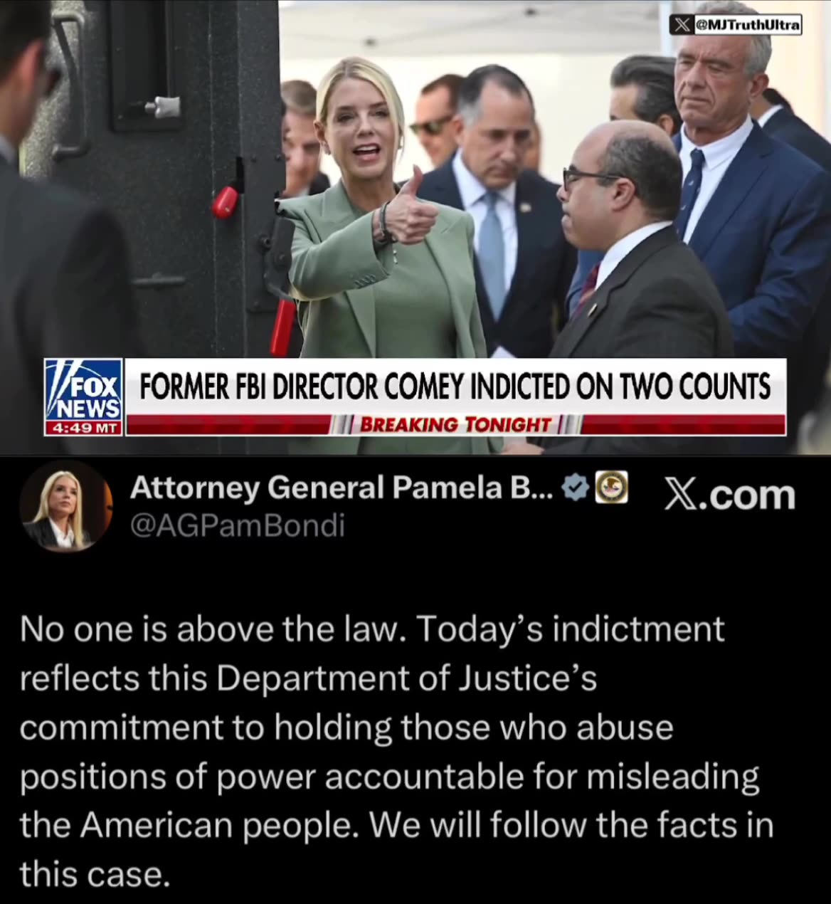 Breaking: Fmr FBI Director James Comey has been INDICTED