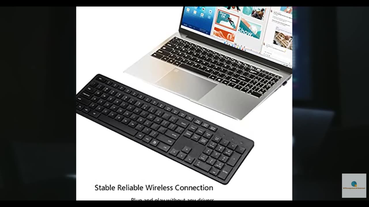 Harburfine Wireless Keyboard, 2.4G USB External Silent Cordless Keyboard for Win