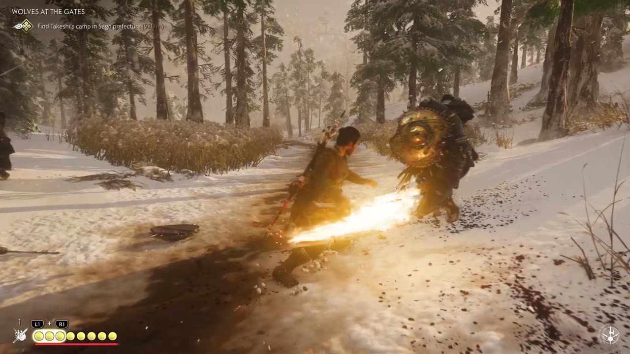 Battle90 Jin sakai battles Moguls in Icy Fields Ghost of Tushima