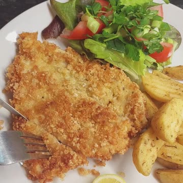 How to Make Chicken Schnitzel! Easy Chicken Schnitzel with Fries and Salad | Cooking Tutorial