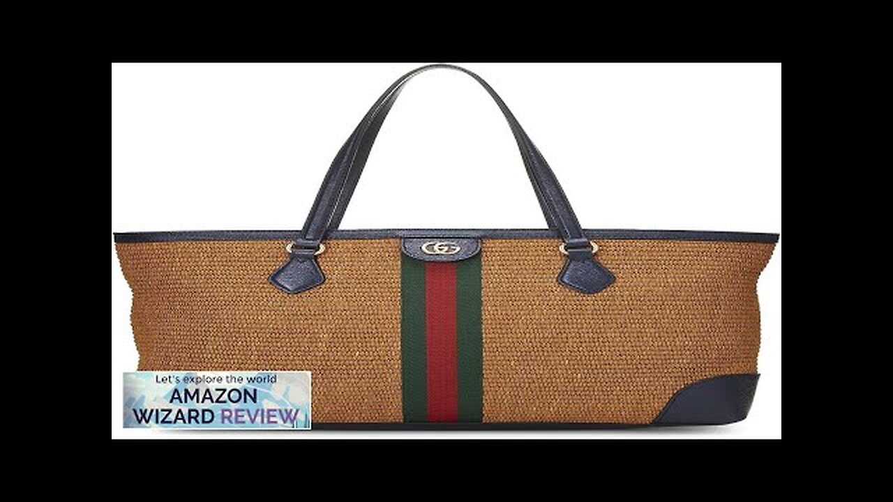 Gucci Pre-Loved Navy Straw Ophidia Tote Medium NavyDebuted in the Cruise 2018 runway Review