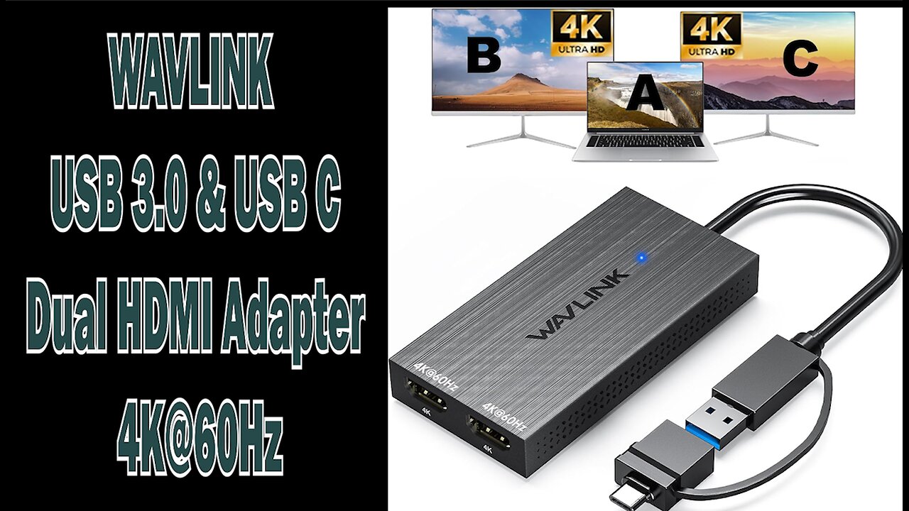 WAVLINK USB A/C to Dual HDMI Adapter