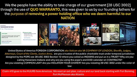 WE THE PEOPLE HAVE THE ABILITY TO TAKE CHARGE OF OUR FAKE GOVT VIA QUO WARRANTO AND CLAIMS PER UCC