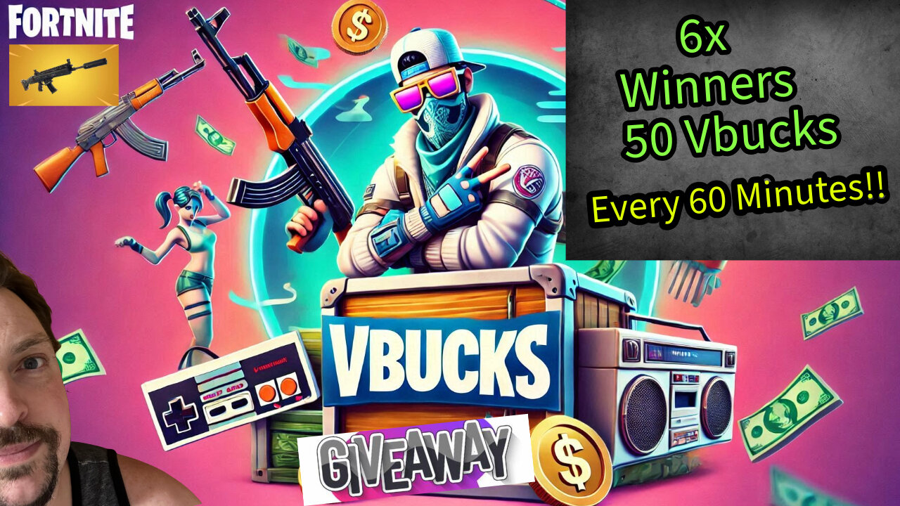 Fortnite Giveaway 50 Vbucks to x6 Winners Every 60 Minutes