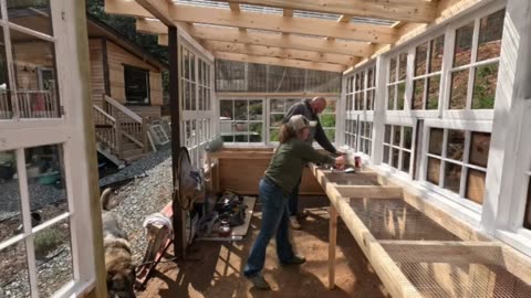 Epic Greenhouse build with reclaimed windows part3