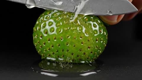 Glass-Green Strawberry Cut 🍓💦 | Oddly Satisfying ASMR