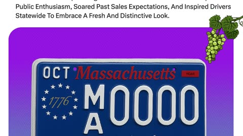 Massachusetts RMV Unveils New License Plate Celebrating 250 Years, Surpassing Sales Expectations