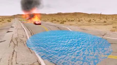 Flatbed Truck Mcqueen _ Transportation with Truck - Pothole vs Car _439 - BeamNG.Drive