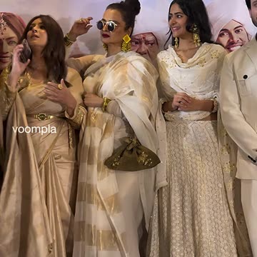 mahima chaudhry and rekha seen posing for the cams at the special screening of her movie