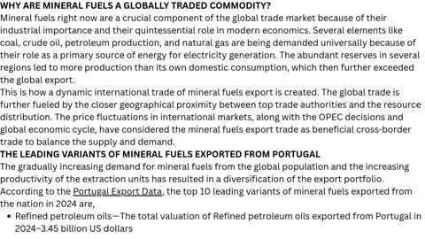 Portugal Mineral Fuels Export 2024