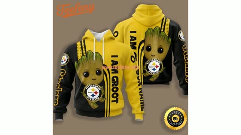 Pittsburgh Steelers Groot 3D Pullover Hoodie Black Yellow