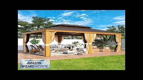 MELLCOM 12'x18' Hardtop Gazebo Wooden Finish Coated Aluminum Frame Gazebo with Galvanized Review