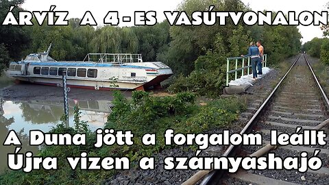 2024.09.18. Jött a Duna. Az Esztergom - Almásfüzitő vasút lezárva, a töltés a környék fő védvonala.