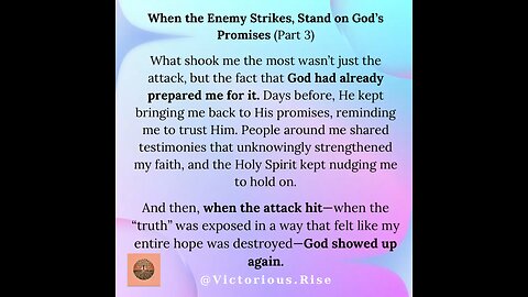 When the Enemy Strikes, Stand on God’s Promises (Part 3)