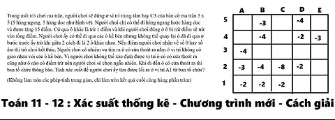 Toán 11: Xác suất: Trong một trò chơi ma trận, người chơi sẽ đứng ở vị trí trung tâm hay C3 của bàn