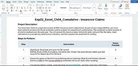 Exp22_Excel_Ch04_Cumulative - Insurance Claims | Pearson