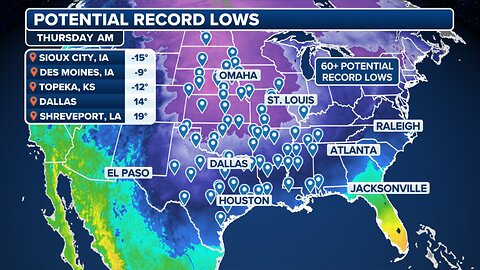 Major Snowstorm Burying Virginia, Maryland and North Carolina - Record Cold in the Central U.S.