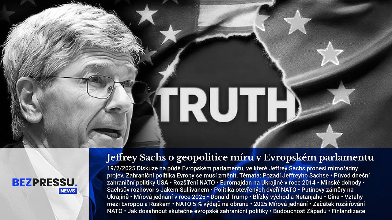Jeffrey Sachs o geopolitice míru v Evropském parlamentu