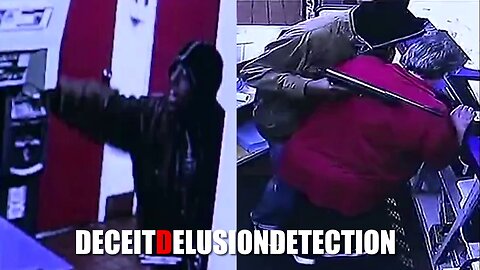 A black suspect brutally attacked a white female store clerk and her son during an armed robbery