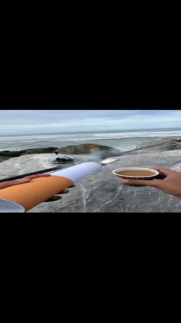 Fun with Coffee and a Giant Cigarette Prop – Coastal Vibes!"