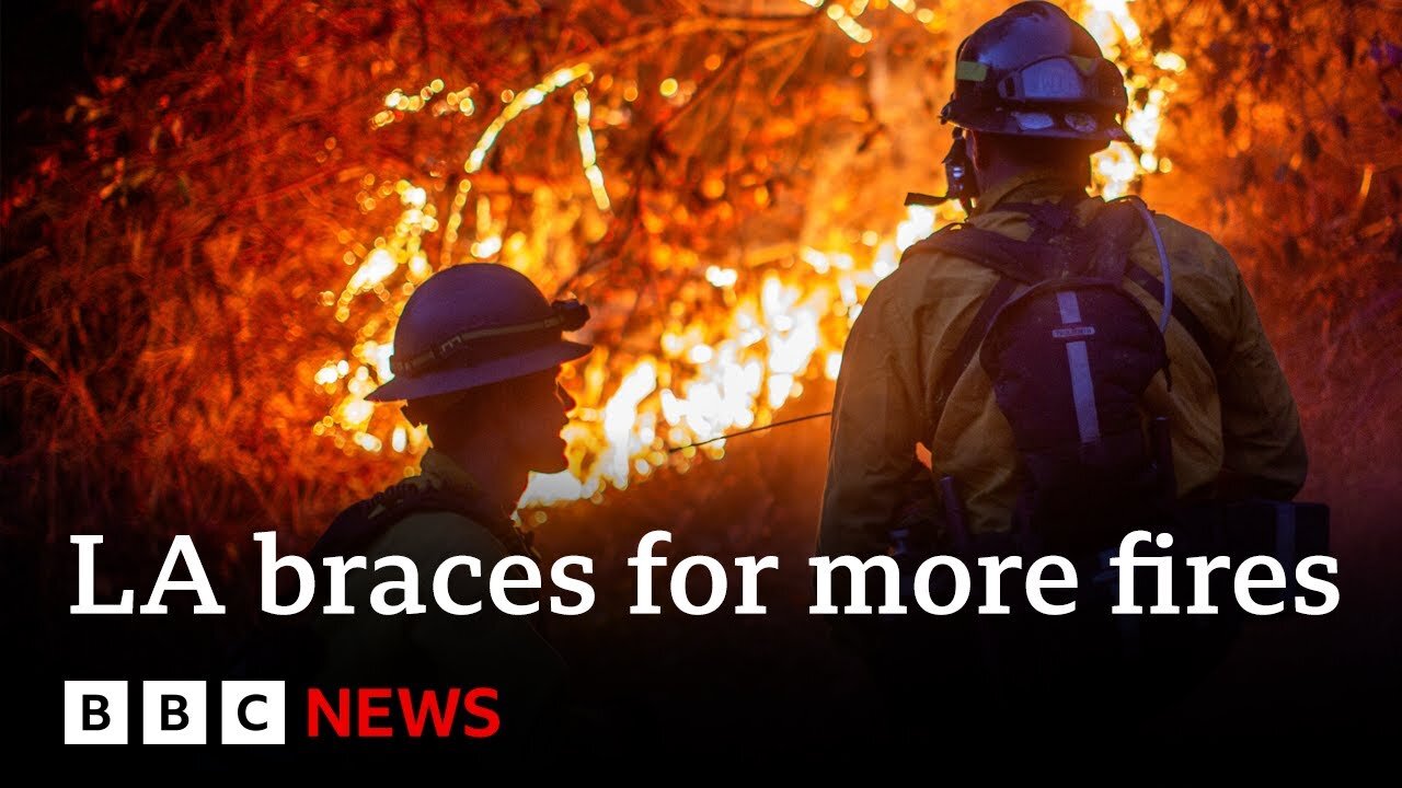 Los Angeles residents return to ruined homes as winds threaten to whip up fires again | BBC News