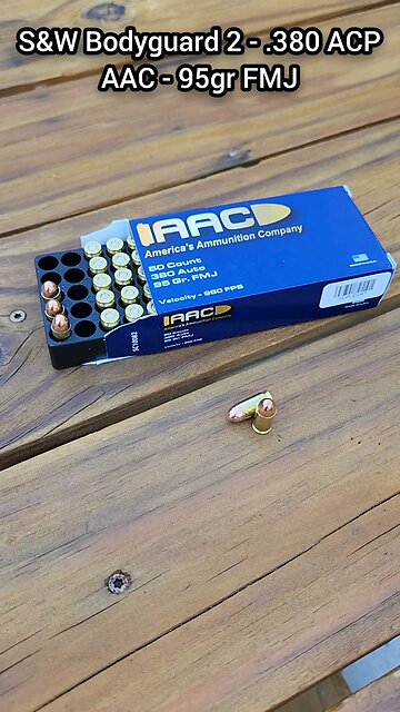 [Chrono] (.380 ACP) S&W Bodyguard 2 - AAC 95gr FMJ