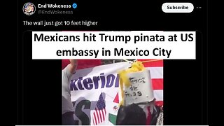 Mexicans hit Trump pinata at US embassy Mexico City