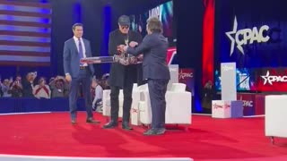 Javier Milei Gives Elon Musk His Chainsaw LIVE At CPAC