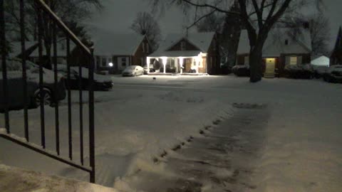 Joseph Normand Grinnell Shovels Snow, Dearborn, Michigan, February 13, 2025, About 6 A.M.