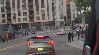 After we saved the flag from Antifa thugs in Portland, we drove with it out the window into